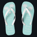 Palm Tree Bride Tribe Blue White Flip Flops<br><div class="desc">Hit the beach in style with these awesome Beach Lover Bride Blue White Tribe Flip Flops with sweet little palm trees to give you that tropical feel! Room to customise with your bridesmaid's names! Mix and match all of your favourite Beach Lover products from Up On the Mountain!</div>