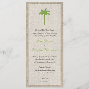 Palm Tree & Burlap Wedding Invitation - Green