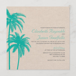 Palm Tree Burlap Wedding Invitations