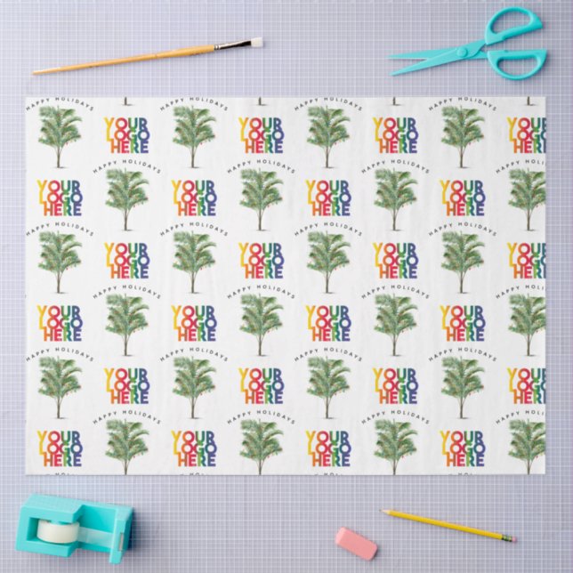 Palm Tree Business Logo Holiday Christmas Card Tissue Paper (Craft)
