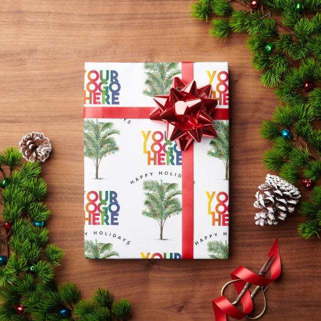 Palm Tree Business Logo Holiday Christmas Card Wrapping Paper (Holiday Gift)