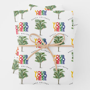 Palm Tree Business Logo Holiday Christmas Card Wrapping Paper Sheet