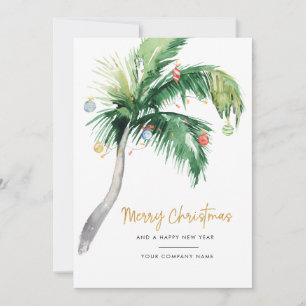 Palm Tree Business Logo Merry Christmas Greetings Holiday Card