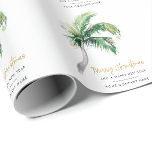 Palm Tree Business Name Christmas Holiday Wrapping Paper
