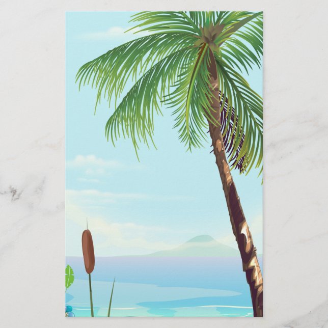 Palm tree by the beach stationery (Front)