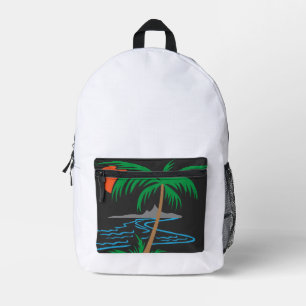 Palm Tree by the River Tropical Sunset Art Printed Backpack