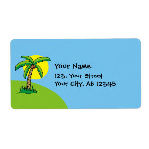 Palm Tree Cartoon Label