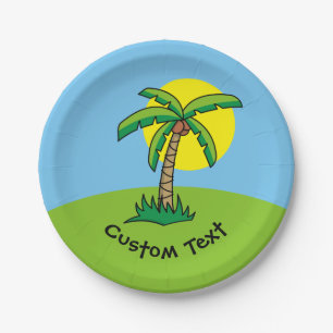 Palm Tree Cartoon Paper Plate