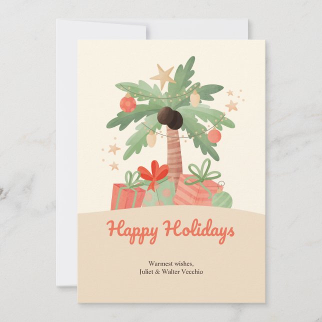 Palm Tree Christmas Greeting Card (Front)