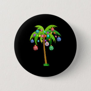 Palm Tree Christmas Lights Funny Beach Summer 6 Cm Round Badge