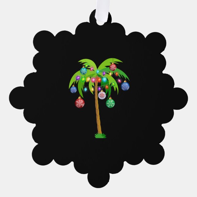 Palm Tree Christmas Lights Funny Beach Summer Decoration Card (Front)