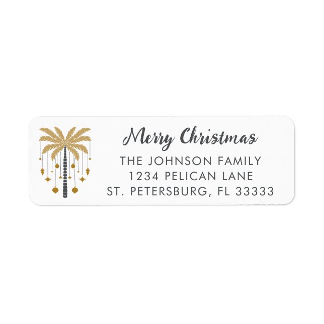 Palm Tree Christmas Ornaments Return Address (Front)