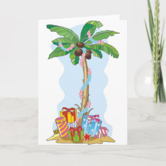 Palm Tree Christmas with gifts Holiday Card