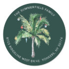 Palm Tree Coastal Christmas Return Address