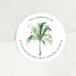 Palm Tree Coastal Christmas Return Address Classic Round Sticker<br><div class="desc">We've Moved Palm Tree Christmas Return Address Classic Round Sticker you can easily customise by clicking the "Personalise" button. A perfect moving and holiday return address sticker for the family moving to the coast during the holidays,  temporarily or permanently</div>
