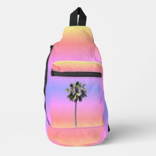 Palm Tree Colourful Pink Purple Print Cut Sew Bag