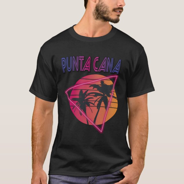 Palm Tree Colourful Punta Cana Paradise Dominican  T-Shirt (Front)
