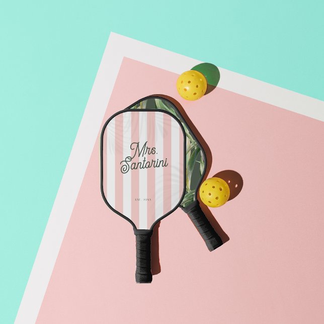 Palm Tree Country Club | Bride Monogram Mrs. Pickleball Paddle (Creator Uploaded)