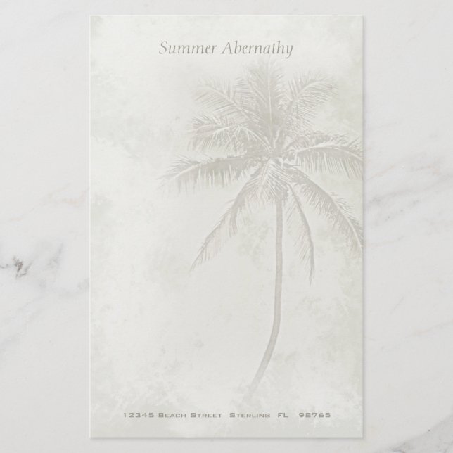 Palm Tree Custom Stationery - Sand colour (Front)