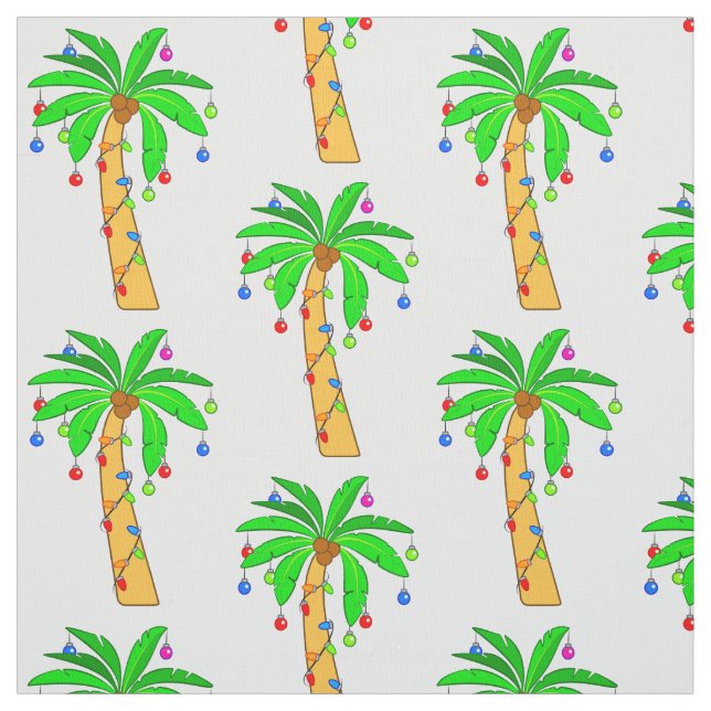 Palm Tree Decorated for Christmas Fabric (Swatch)