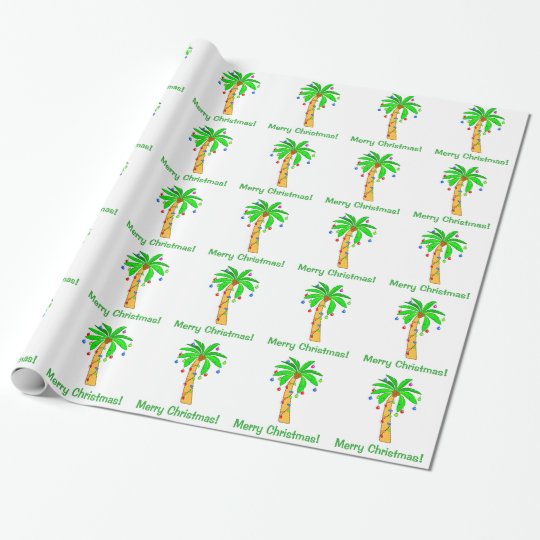 Palm Tree Decorated for Christmas Wrapping Paper Zazzle.co.uk