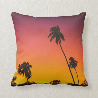 Palm Tree Desert Sunset , Amazing Mountain Landsca Cushion
