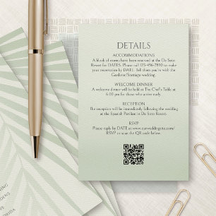 Palm Tree Destination Details QR Code Wedding Enclosure Card