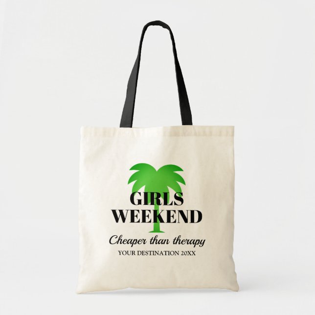 Palm tree destination girls weekend trip tote bag (Front)