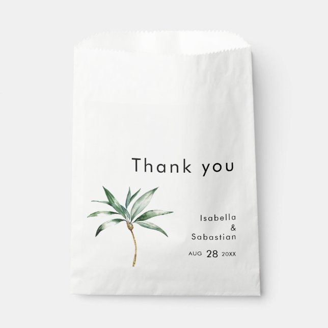 Palm Tree Destination Modern Wedding Favour Bags (Front)