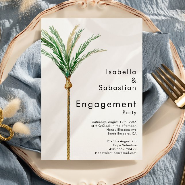 Palm Tree Destination Simple Engagement Party Invitation (Creator Uploaded)
