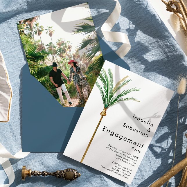 Palm Tree Destination Simple Photo Engagement Invitation (Creator Uploaded)