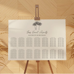 Palm Tree Destination Wedding 14 Table Seating Poster
