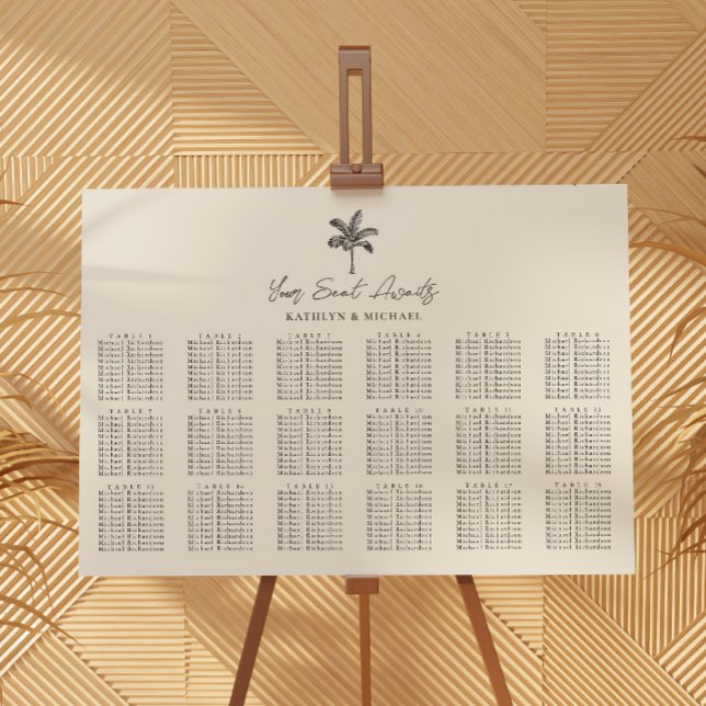 Palm Tree Destination Wedding 14 Table Seating Poster (Creator Uploaded)