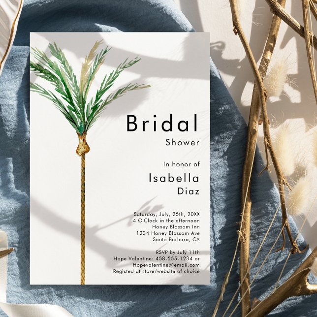 Palm Tree Destination Wedding Bridal Shower Invitation (Creator Uploaded)