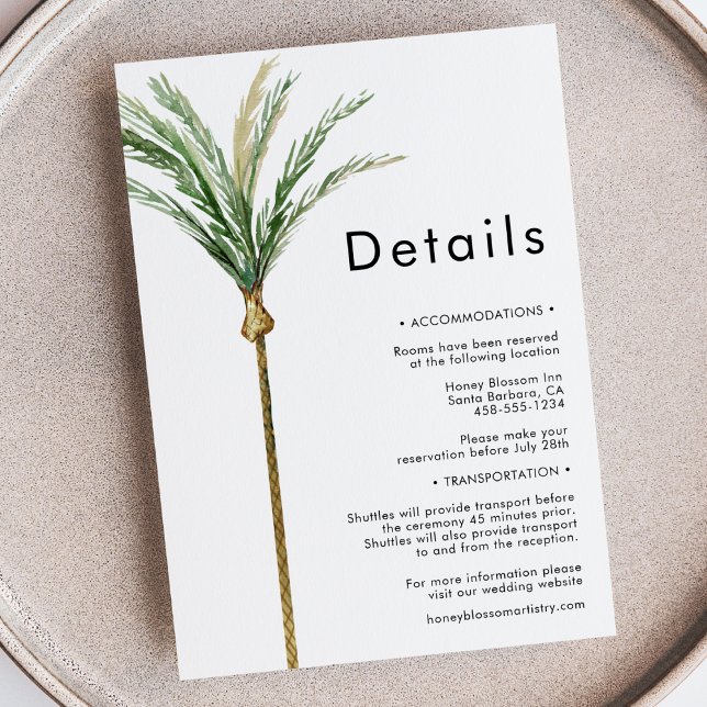 Palm Tree Destination Wedding Details Enclosure Card (Creator Uploaded)