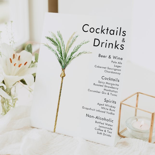 Palm Tree Destination Wedding Drinks Bar Sign (Creator Uploaded)