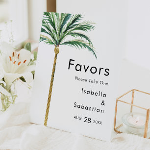 Palm Tree Destination Wedding Favours Pedestal Sign