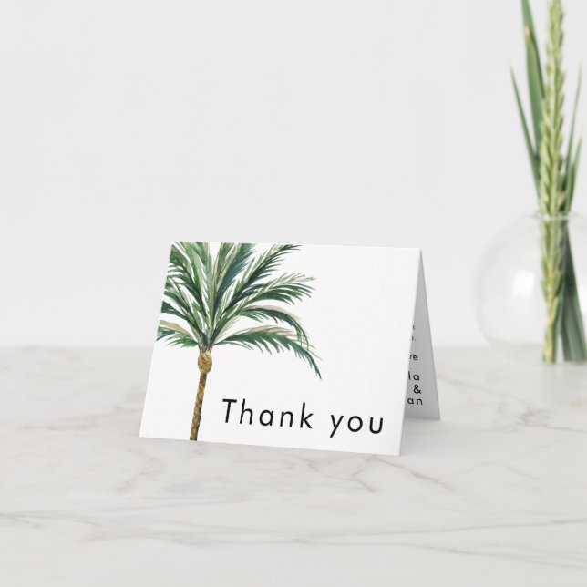 Palm Tree Destination Wedding Folded Thank You (Front)