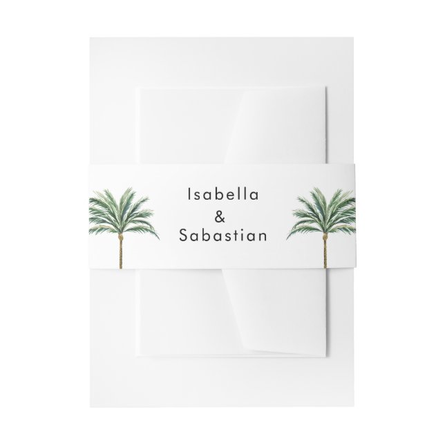 Palm Tree Destination Wedding Invitation Belly Band (Front Example)