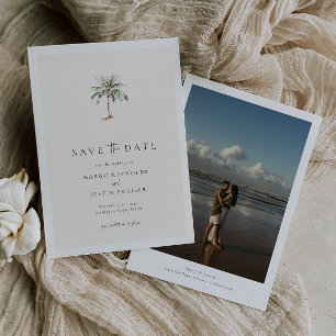 Palm Tree Destination Wedding Photo Save The Date Invitation
