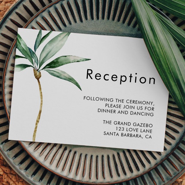 Palm Tree Destination Wedding Reception Enclosure Card (Creator Uploaded)