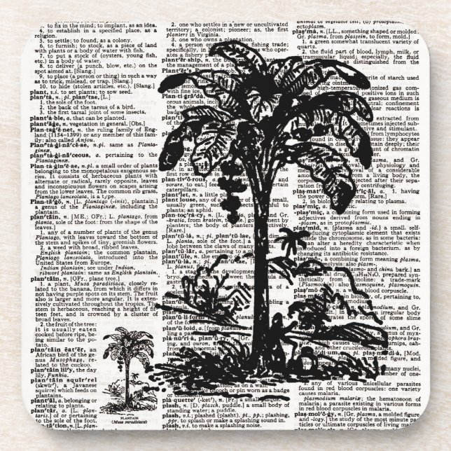Palm Tree Dictionary Art Coaster (Front)