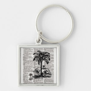 Palm Tree Dictionary Art Key Ring
