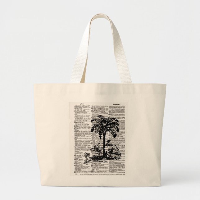 Palm Tree Dictionary Art Large Tote Bag (Front)