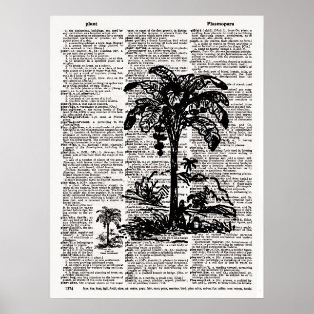 Palm Tree Dictionary Art Poster (Front)