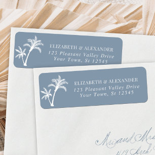 Palm Tree Dusty Blue Wedding Return Address