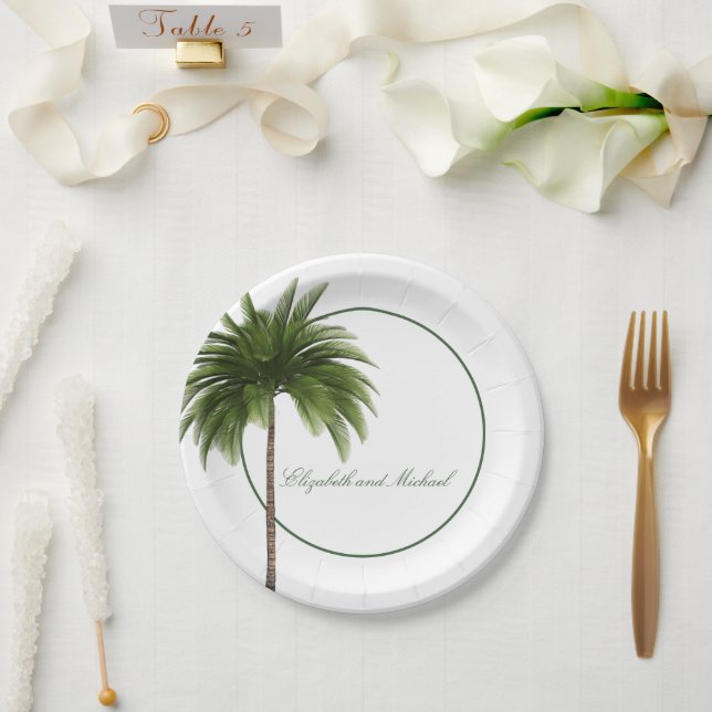 Palm Tree Elegant Modern Chic  Paper Plate (Wedding)