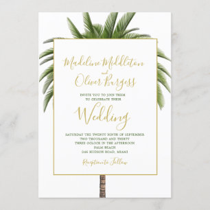 Palm Tree Elegant Modern Tropical Stylish Wedding Invitation