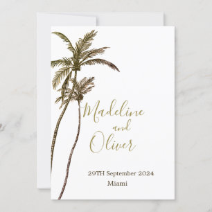 Palm Tree Elegant Modern Tropical Wedding Invitation