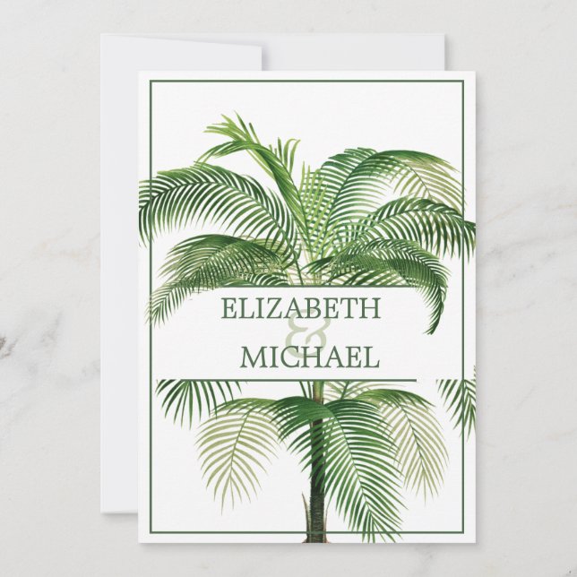Palm Tree Elegant Wedding  Chic Modern Rehearsal Invitation (Back)